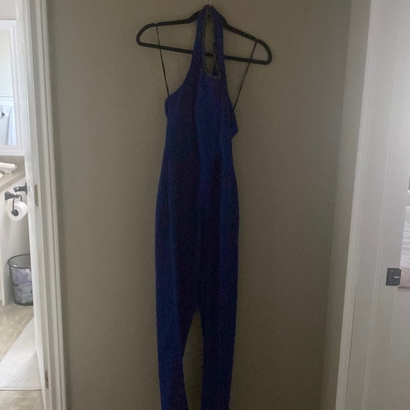 Blue halter style jumpsuit - Picture 1 of 2
